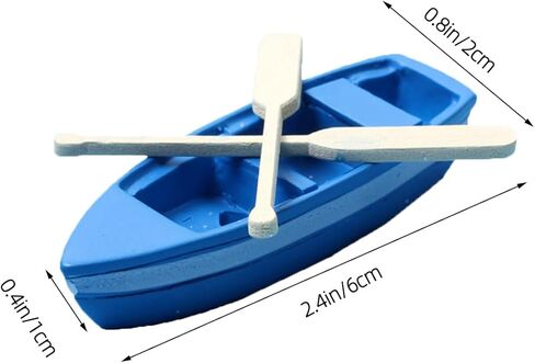NUOBESTY 5 Sets Mini Boat Figurines Miniature Resin Canoe Models with Paddles for Micro Landscape Decors in Saudi Arabia