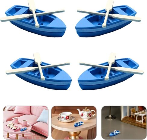 NUOBESTY 5 Sets Mini Boat Figurines Miniature Resin Canoe Models with Paddles for Micro Landscape Decors in Saudi Arabia