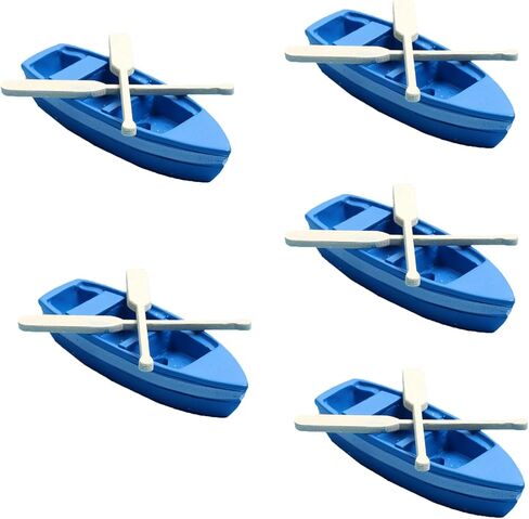NUOBESTY 5 Sets Mini Boat Figurines Miniature Resin Canoe Models with Paddles for Micro Landscape Decors in Saudi Arabia