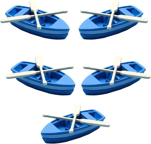 NUOBESTY 5 Sets Mini Boat Figurines Miniature Resin Canoe Models with Paddles for Micro Landscape Decors in Saudi Arabia