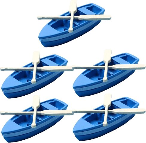 NUOBESTY 5 Sets Mini Boat Figurines Miniature Resin Canoe Models with Paddles for Micro Landscape Decors in Saudi Arabia