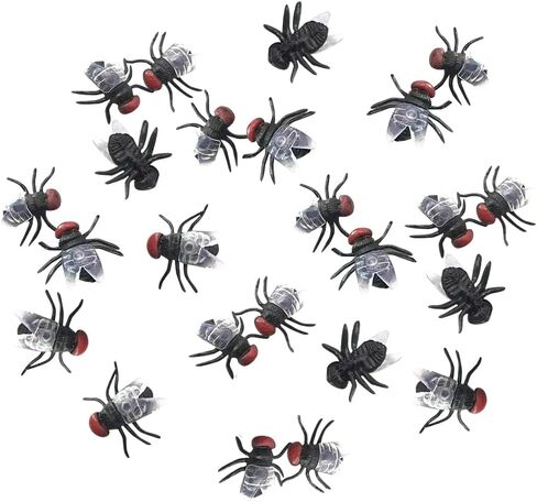 100 Pcs Halloween Plastic Flies Realistic Little Flies Mini Tiny Flies Scary Insects Insect Miniatures Funny Prank Props Party Supplies in Saudi Arabia