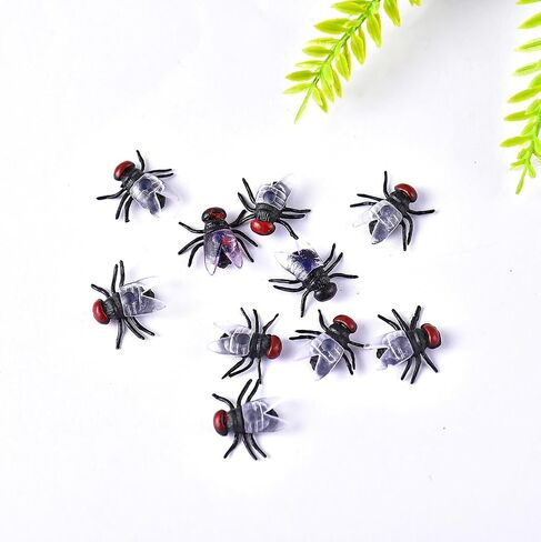 100 Pcs Halloween Plastic Flies Realistic Little Flies Mini Tiny Flies Scary Insects Insect Miniatures Funny Prank Props Party Supplies in Saudi Arabia