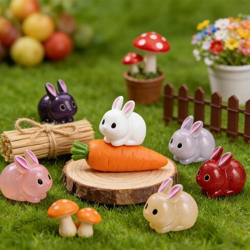 Cute Tiny Rabbit Resin Silicone Mold Micro Dollhouse Animal Epoxy Casting Mold for DIY Resin Art Fairy Garden Miniatures Landscape Crafts Decor(6-Cavity) in Kuwait