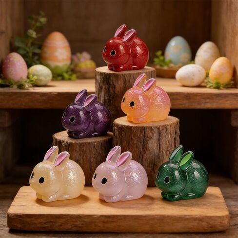 Cute Tiny Rabbit Resin Silicone Mold Micro Dollhouse Animal Epoxy Casting Mold for DIY Resin Art Fairy Garden Miniatures Landscape Crafts Decor(6-Cavity) in Kuwait