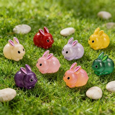 Cute Tiny Rabbit Resin Silicone Mold Micro Dollhouse Animal Epoxy Casting Mold for DIY Resin Art Fairy Garden Miniatures Landscape Crafts Decor(6-Cavity) in Kuwait