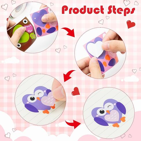 Haooryx Valentine’s Day DIY Sticker - 300pcs Valentine’s Day Make Animals Face Make Your Own Animals Waterproof Vinyl Reusable Laptop Stickers Coloring Book Scrapbook Water Bottle Page Activity Pad in Saudi Arabia