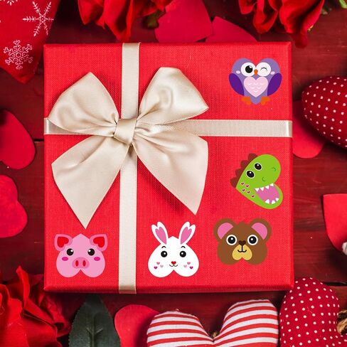 Haooryx Valentine’s Day DIY Sticker - 300pcs Valentine’s Day Make Animals Face Make Your Own Animals Waterproof Vinyl Reusable Laptop Stickers Coloring Book Scrapbook Water Bottle Page Activity Pad in Saudi Arabia