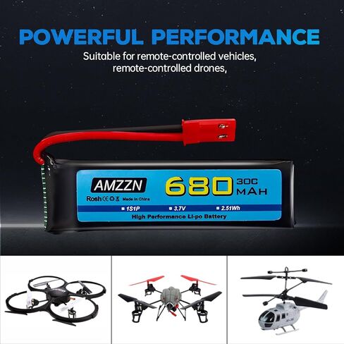 5PCS 3.7V 680mAh 1S Lipo Battery with JST Plug and 5-in-1 Charger for UDI U817 U818A V959 V222 V929 S032 RC Drone, Four Axis Aircraft Battery Accessories in Saudi Arabia
