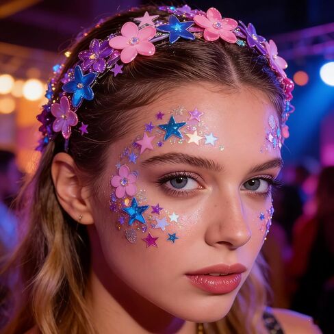 50 جرام من الرشاشات المزيفة على شكل نجمة زهرة قزحية لامعة، رشات زخرفية ثلاثية الأبعاد باللون الوردي والأرجواني، للحرف اليدوية، وفن الأظافر، والراتنج in Kuwait