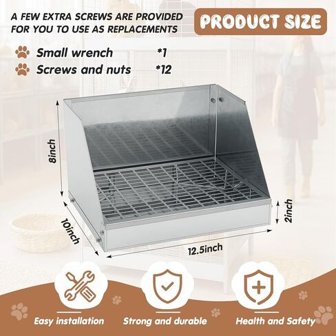 Maxcheck 1 Pack 1 Pack Rabbit Litter Box Bunny Potty Box Galvanized Steel Small Animal Litter-Box Galvanized Steel Corner Toilet with Grate Easy to Clean for Rabbit Guinea Pig (12.5×10×8inch) in Saudi Arabia