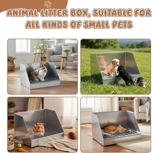 Maxcheck 1 Pack 1 Pack Rabbit Litter Box Bunny Potty Box Galvanized Steel Small Animal Litter-Box Galvanized Steel Corner Toilet with Grate Easy to Clean for Rabbit Guinea Pig (12.5×10×8inch) in Saudi Arabia