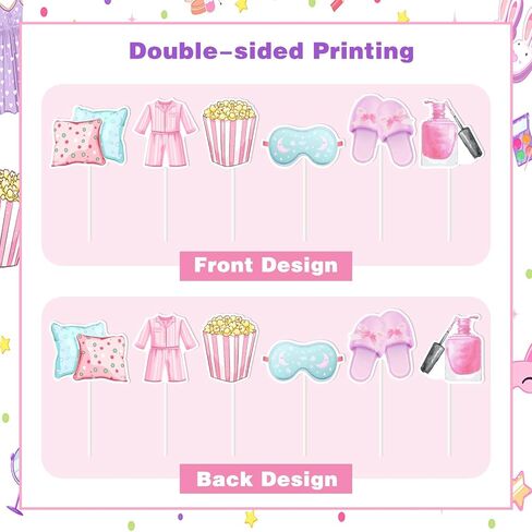 JOYMEMO 24Pcs Pastel Sleepover Cupcake Toppers, Pajamas Party Decorations, Slumber Theme Birthday Party Cake Decorations Supplies in Saudi Arabia