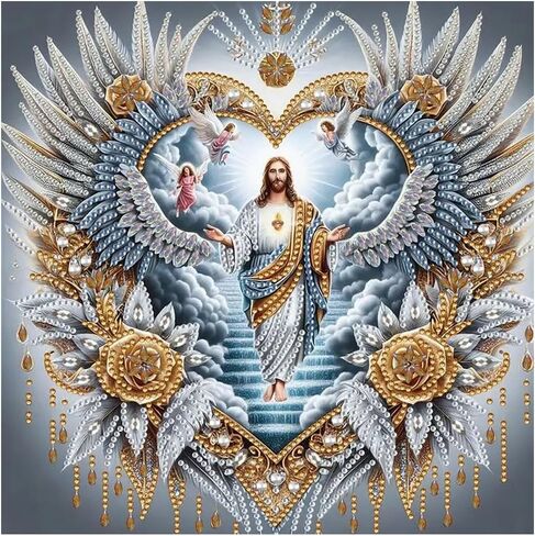 hill froeistung Special Shape Jesus Diamond Art Painting Kits for Adults,Flowers Diamond Art Kits for Beginners,Angel Diamond Art Kits for Home Decor12×12inch/30×30cm in Saudi Arabia