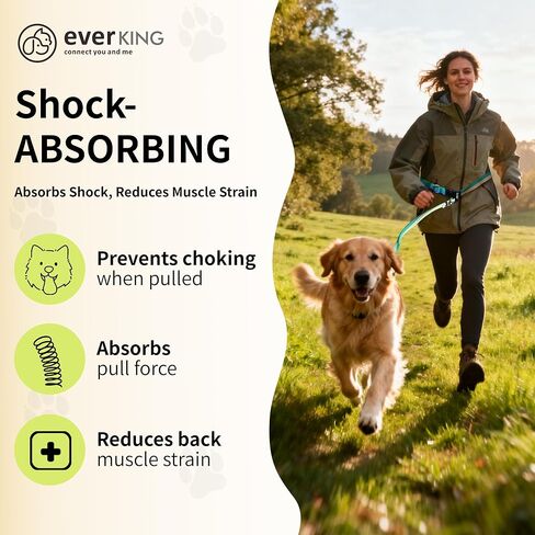 ‌EVERKING مقود كلب بدون استخدام اليدين بطول 6 أقدام - 6 في 1 قابل للتعديل بإبزيم دوار 360 درجة، عاكس ليلي وممتص للصدمات للكلاب الكبيرة والصغيرة (يصل وزنها إلى 120 رطلاً) (أخضر) in Kuwait