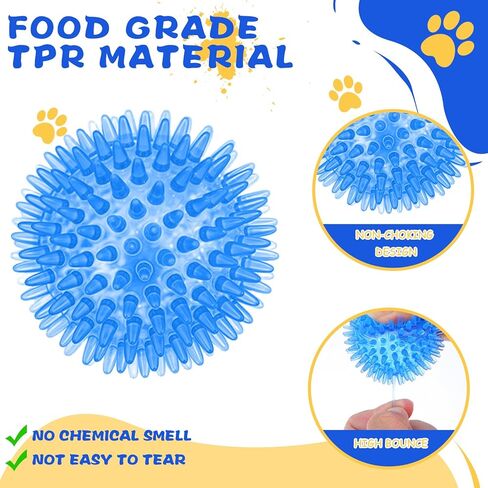 18 Pcs Squeaky Dog Toy Balls, 2.5 Inch Bulk Durable Spikey Dog Balls 6 Colors Puppy Chew Toys for Small Medium Large Dogs Clean Teeth and Training in Saudi Arabia