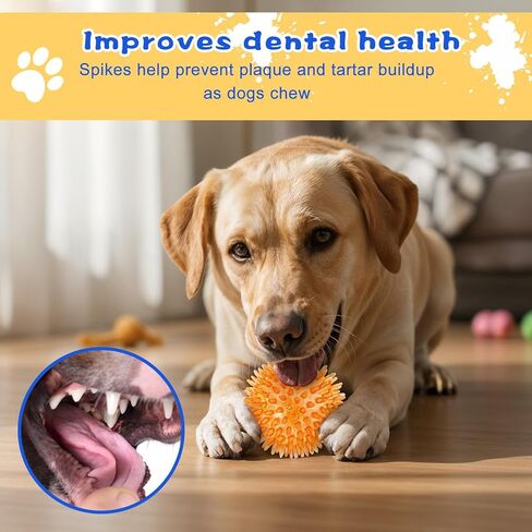 18 Pcs Squeaky Dog Toy Balls, 2.5 Inch Bulk Durable Spikey Dog Balls 6 Colors Puppy Chew Toys for Small Medium Large Dogs Clean Teeth and Training in Saudi Arabia