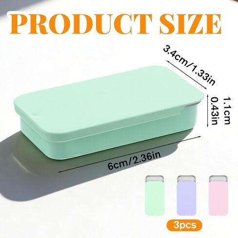 TIESOME 3 PCS Metal Tin Box Containers, 2.36 x1.33 x 0.4 Inch Small Metal Box Mini Rectangular Slide Top Containers Hinged Tin Boxes for Candies Jewelry Crafts Pills Survival Kit(Pink,Green,Purple) in Kuwait