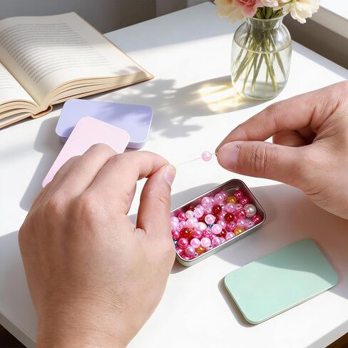 TIESOME 3 PCS Metal Tin Box Containers, 2.36 x1.33 x 0.4 Inch Small Metal Box Mini Rectangular Slide Top Containers Hinged Tin Boxes for Candies Jewelry Crafts Pills Survival Kit(Pink,Green,Purple) in Kuwait