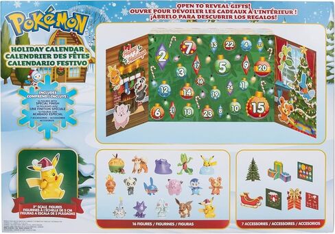 Pokémon PKW2689 Holiday Calendar-Features 16 2-Inch Battle Figures with Special Finish and Eight Unique Accessories, Multi, 43 x 7 x 12 Centimeters in Saudi Arabia
