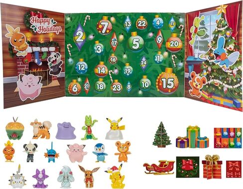 Pokémon PKW2689 Holiday Calendar-Features 16 2-Inch Battle Figures with Special Finish and Eight Unique Accessories, Multi, 43 x 7 x 12 Centimeters in Saudi Arabia