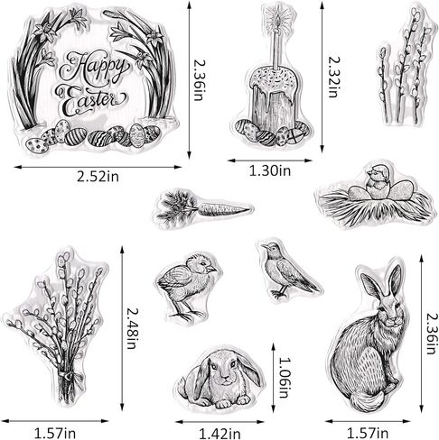 ABTOLS Easter Rabbit Clear Stamps for Card Making, Happy Easter Words Clear Rubber Stamps Bunny Eggs Flower Silicone Reusable Stamp for DIY Scrapbooking Paper Craft Album Decoration in Saudi Arabia