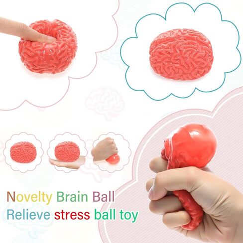 24 Pcs Brain Stress Ball Bulk Mini Stress Balls Bulk Brain Fidget Splat Balls Hand Muscle Exercise Pressure Toy Halloween Funny Toy for Adults Object Recognition Party Prop Favors Gift in Saudi Arabia