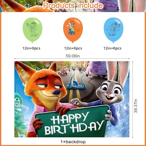 Zootopia 2 ديكور حفلات أعياد الميلاد، خلفية صور لحفلات الحيوانات اللطيفة مقاس 5 × 3 أقدام و18 قطعة من البالونات، لوازم خلفية لحفلات Merch in Saudi Arabia