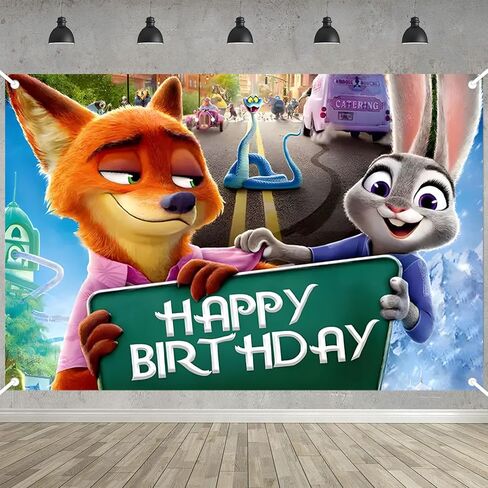 Zootopia 2 ديكور حفلات أعياد الميلاد، خلفية صور لحفلات الحيوانات اللطيفة مقاس 5 × 3 أقدام و18 قطعة من البالونات، لوازم خلفية لحفلات Merch in Saudi Arabia