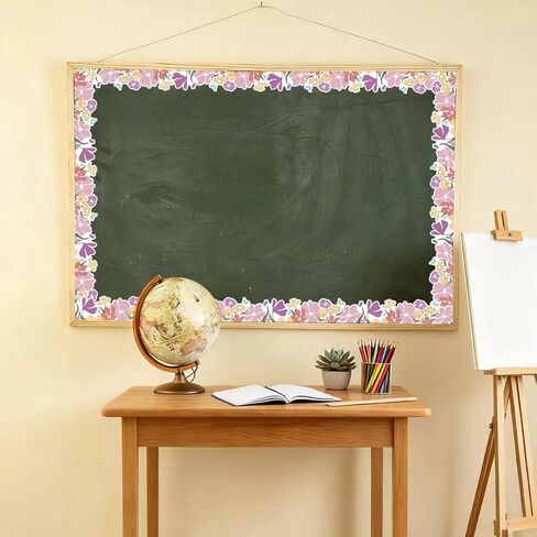 Runtoo 65 Feet Bulletin Board Borders Boho Wildflower Die-Cut Rolled Daisy Floral Border Decorations Scalloped Trim for Teacher Classroom Back to School Supplies Wall Desk Window Door Decor in Saudi Arabia