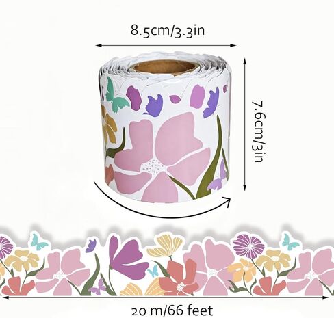 Runtoo 65 Feet Bulletin Board Borders Boho Wildflower Die-Cut Rolled Daisy Floral Border Decorations Scalloped Trim for Teacher Classroom Back to School Supplies Wall Desk Window Door Decor in Saudi Arabia