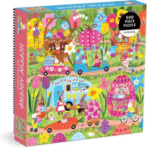 Mudpuppy Hoppin Around – 500 Piece Family Jigsaw Puzzle with Colorful and Fun Illustrations of Adorable Bunnies for Children Ages 8 and Up in Saudi Arabia