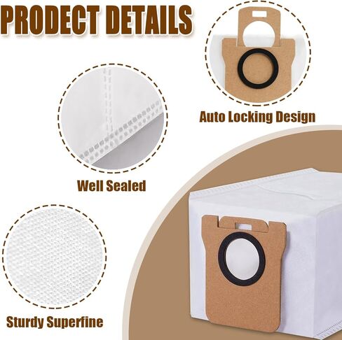 8 Pack Dust Bags Compatible With Roborock Q Revo Qrevo S Qrevo MaxV Qrevo Pro Qrevo Curv Qrevo Edge Qrevo Slim Qrevo Master S8 MaxV Ultra S8 Max Ultra Robot Vacuum Bags Disposable Bag Accessory in Saudi Arabia