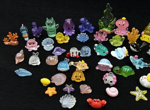 Geiomoo Mini Resin Crafts Set, Mixed Landscape Fish Tank Accessories, Miniature for DIY Home Garden Decors (50 Pcs) in Saudi Arabia