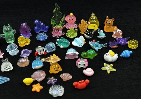 Geiomoo Mini Resin Crafts Set, Mixed Landscape Fish Tank Accessories, Miniature for DIY Home Garden Decors (50 Pcs) in Saudi Arabia