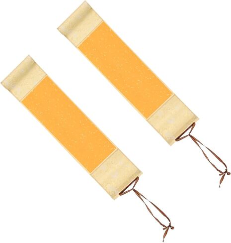 PATIKIL 15x4 Mini Xuan Paper Scroll, 2Pcs Silk Half Raw Ripe Blank Hanging Xuan Paper Chinese Calligraphy Blank Hanging Scrolls for Art Painting Home Decor, Orange in Saudi Arabia