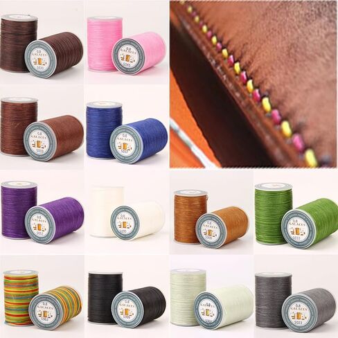 1 Roll Flat Waxed Thread 0.8mm Diameter Leather Sewing Thread 90 Meter Hand-Woven Yarn for DIY Crafts in Saudi Arabia