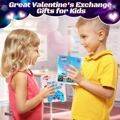 Letapapa 30 Pack Valentines Day Cards for Kids with Video Game Keychains, Valentines Day Gifts for Kids Classroom, Valentines Exchange Cards for Kid, Valentines Party Favors, School Classroom Prize in Saudi Arabia
