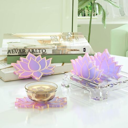 2Pcs Lotus Flower Coaster Silicone Mold, Epoxy Resin Casting Mold, DIY Crystal Cup Mat Making Tool, DIY Crafts Decorations in Saudi Arabia