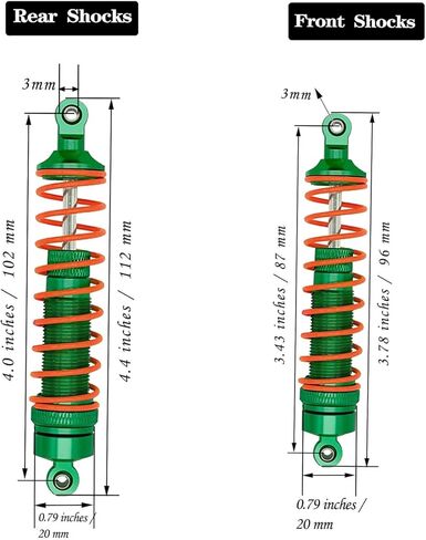#45 Steel Drive Shaft CVD Upgrades Part for 1/10 Slash Rustler Stampede Hoss VXL 4X4 4WD,4PCS Alloy Full Metal Front Rear Shocks Absorber Damper, Front Rear Suspension A Arm,Green in Saudi Arabia