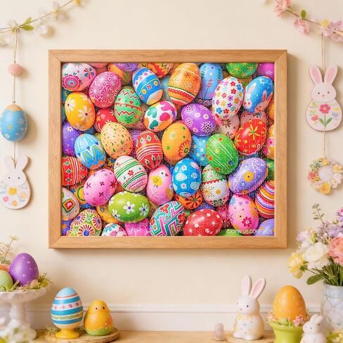JOYIN عيد الفصح 1000 قطعة بانوراما الألغاز (30 × 24 بوصة) الألغاز موضوع البيض، عيد الفصح التعليمية الطرف تفضل سلة أفخم للأطفال والكبار من جميع الأعمار. in Saudi Arabia