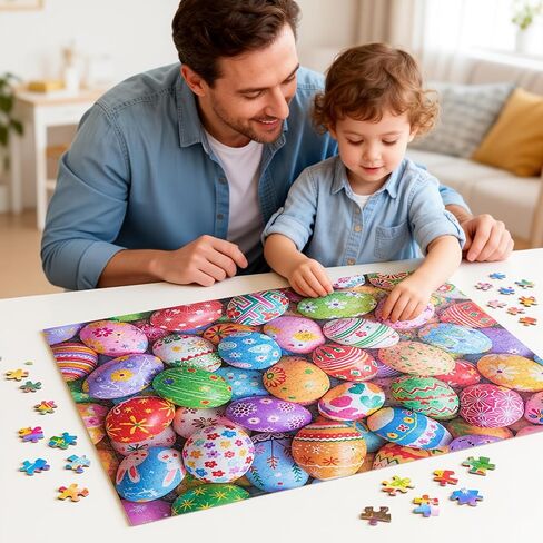 JOYIN عيد الفصح 1000 قطعة بانوراما الألغاز (30 × 24 بوصة) الألغاز موضوع البيض، عيد الفصح التعليمية الطرف تفضل سلة أفخم للأطفال والكبار من جميع الأعمار. in Saudi Arabia