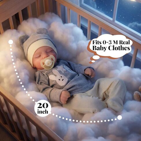 BABESIDE Reborn Baby Dolls Boy – 20 Inch Closed-Eye Realistic Baby Doll, Sleeping Newborn Doll with Accessories for Kids Age 3+, Pretend Play and Collection in Saudi Arabia