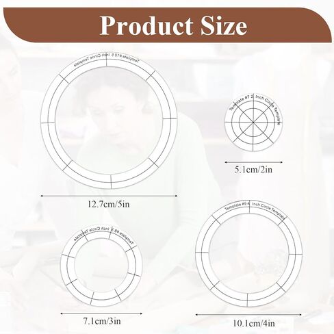 4 عبوات من مجموعة مسطرة قالب اللحف الأكريليك، قالب اللحف الأكريليك بهلوان أشكال دائرية مساطر لصنع البطانية، حرفة الملابس DIY in Kuwait