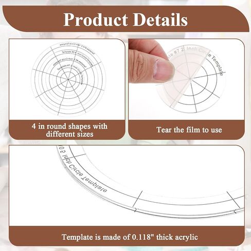 4 عبوات من مجموعة مسطرة قالب اللحف الأكريليك، قالب اللحف الأكريليك بهلوان أشكال دائرية مساطر لصنع البطانية، حرفة الملابس DIY in Kuwait