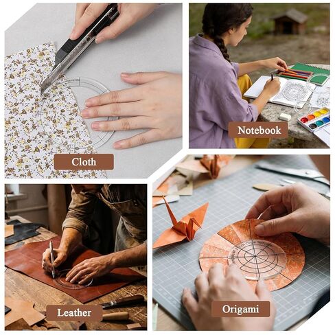 4 عبوات من مجموعة مسطرة قالب اللحف الأكريليك، قالب اللحف الأكريليك بهلوان أشكال دائرية مساطر لصنع البطانية، حرفة الملابس DIY in Kuwait