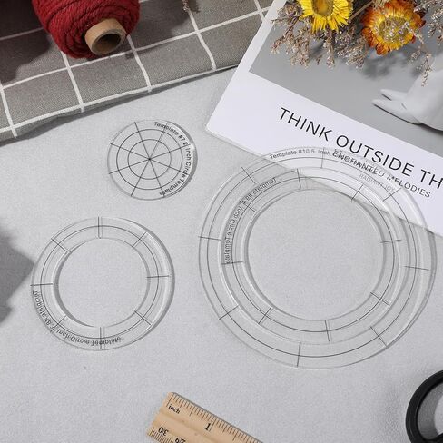 4 عبوات من مجموعة مسطرة قالب اللحف الأكريليك، قالب اللحف الأكريليك بهلوان أشكال دائرية مساطر لصنع البطانية، حرفة الملابس DIY in Kuwait