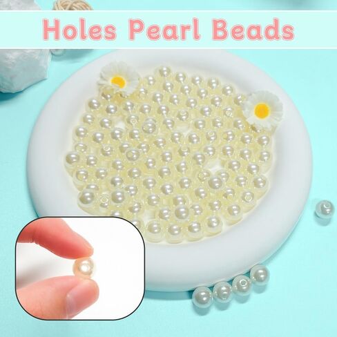 Pearl Beads for Jewelry Making Holes ABS Craft Beads with Holes for Jewelry Making, Bracelet, Necklace Crafting Bulk Bead Kit (10mm,Ivory White/450 pcs) in Saudi Arabia