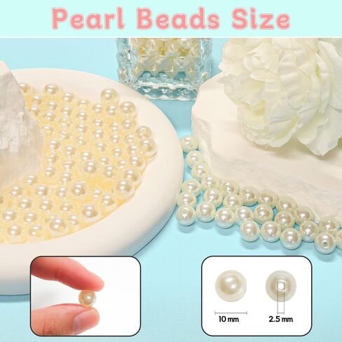Pearl Beads for Jewelry Making Holes ABS Craft Beads with Holes for Jewelry Making, Bracelet, Necklace Crafting Bulk Bead Kit (10mm,Ivory White/450 pcs) in Saudi Arabia