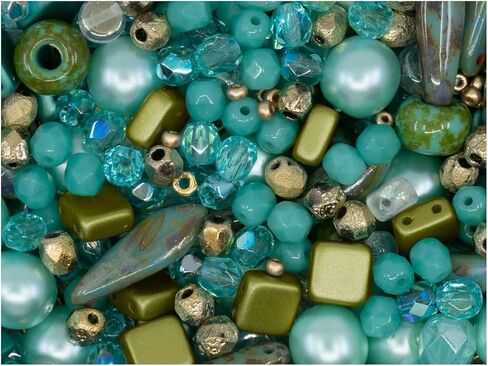 2,29 oz (65 g) Assorted Beads Mix: Czech Glass Beads, Flower & Leaf Shapes - Flower Beads for Jewelry Making in Saudi Arabia